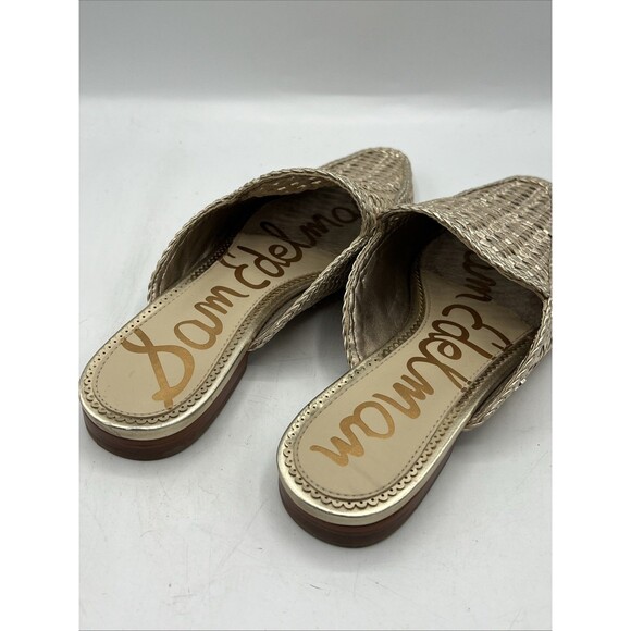 Sam Edelman Metallic Woven Gold Mesh Leona Mules Size 8.5 - Picture 7 of 10